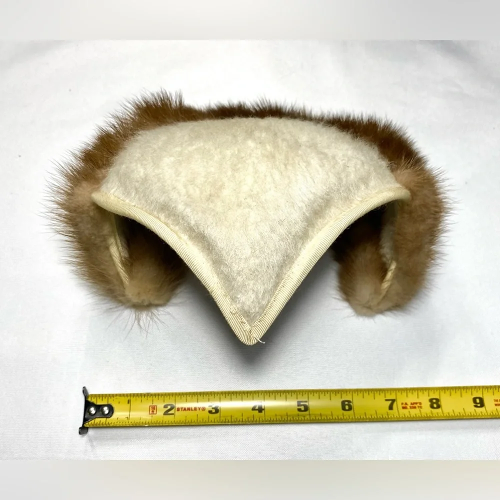 HAT Christine Original 1950s Mink Hat Vintage Headband Style Light brown Mink - Picture 10 of 12